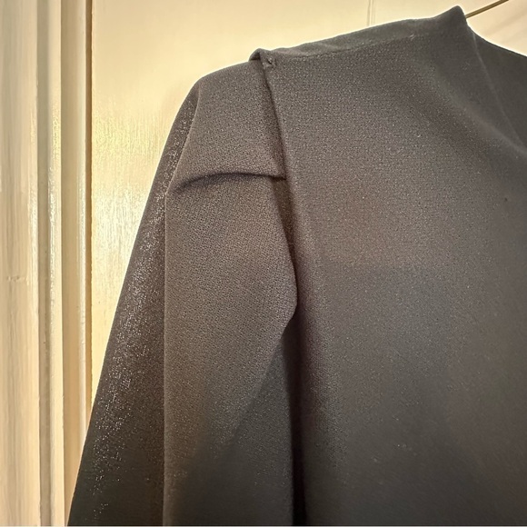 T Fe Vtg. Stunning Polyester Three Tiered Side Tie Long Sheer Sleeve Dress Sz 16 - Picture 8 of 16